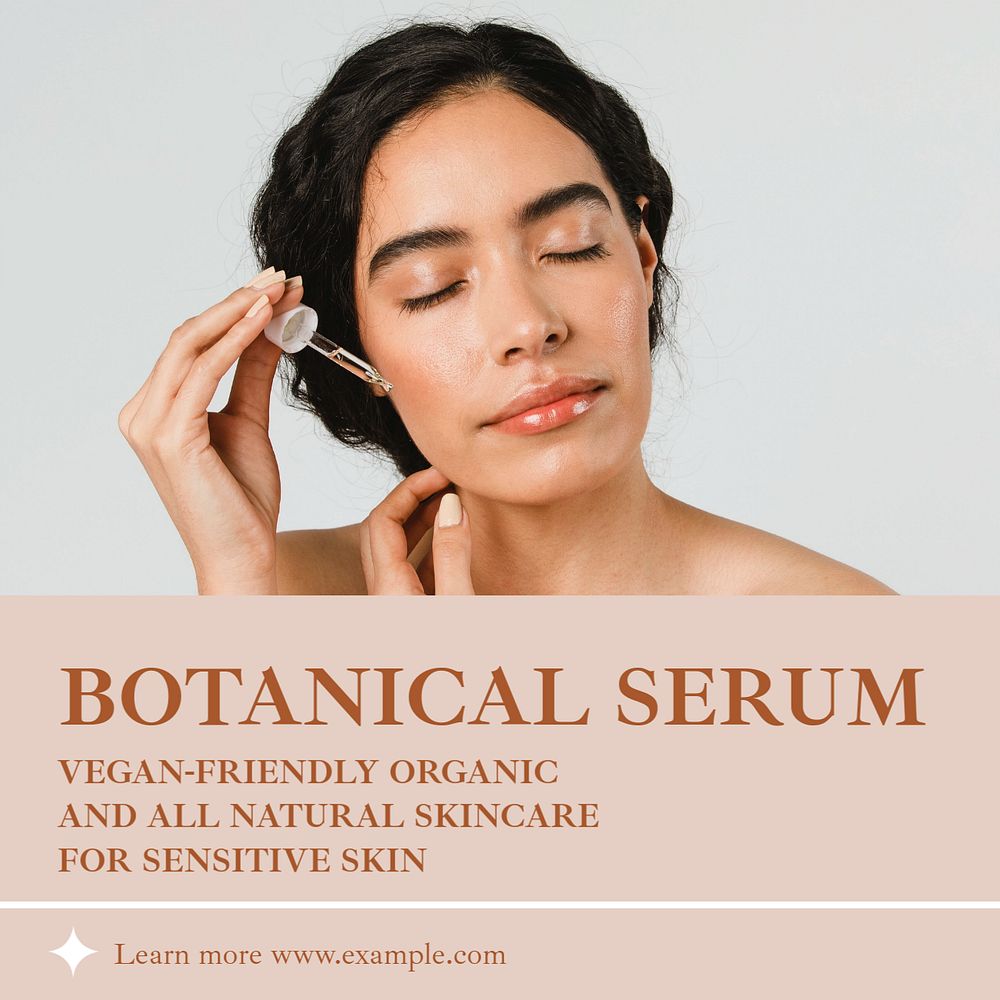 Botanical skincare Instagram post template, editable text