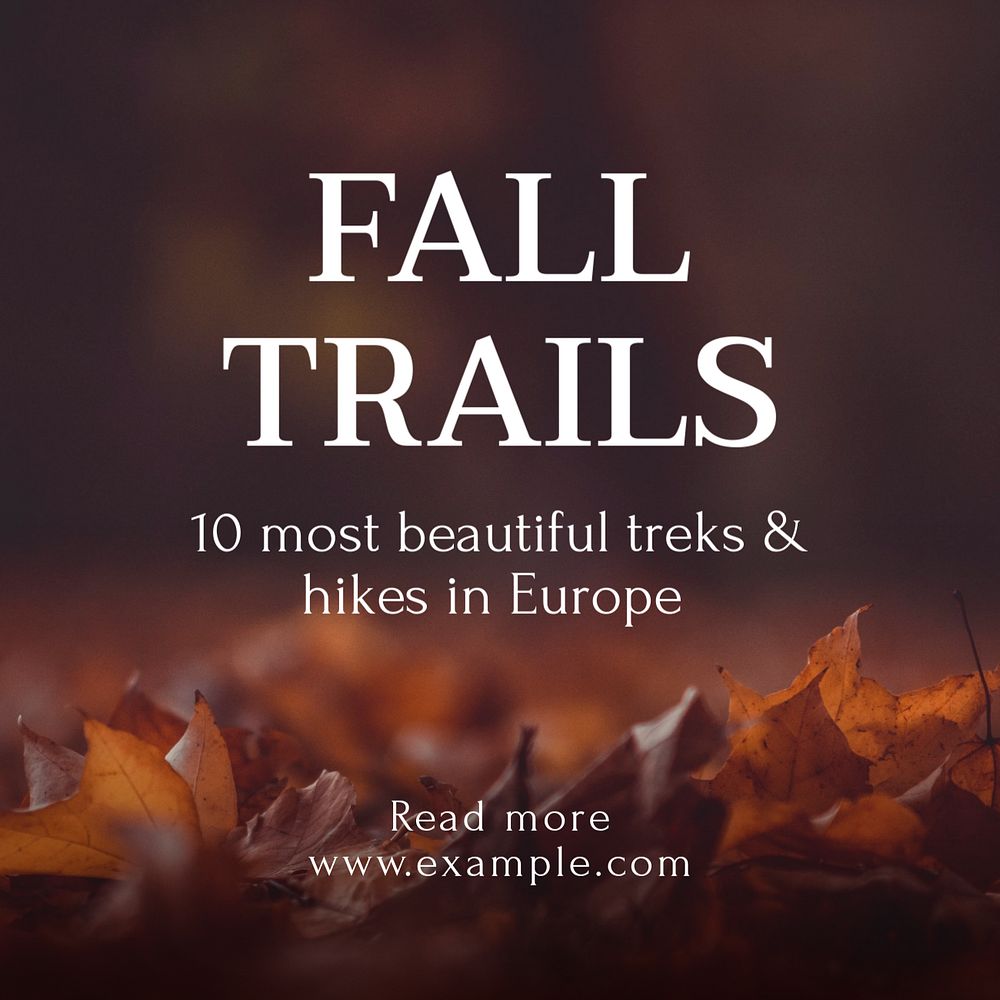 Fall trail Instagram post template, editable text