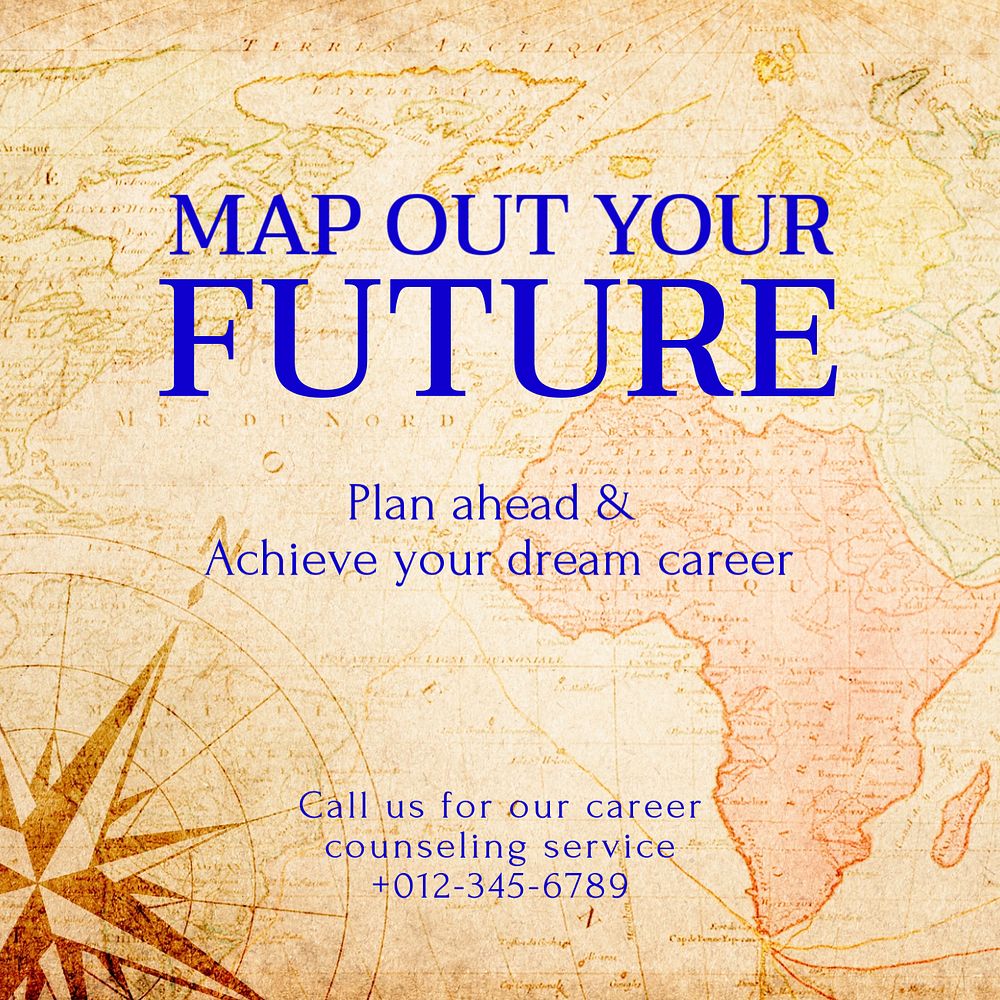 Career counseling Instagram post template, editable text