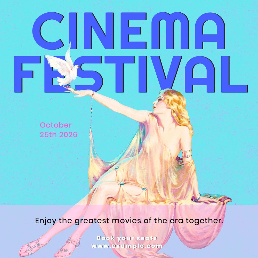 Cinema festival Instagram post template, editable text