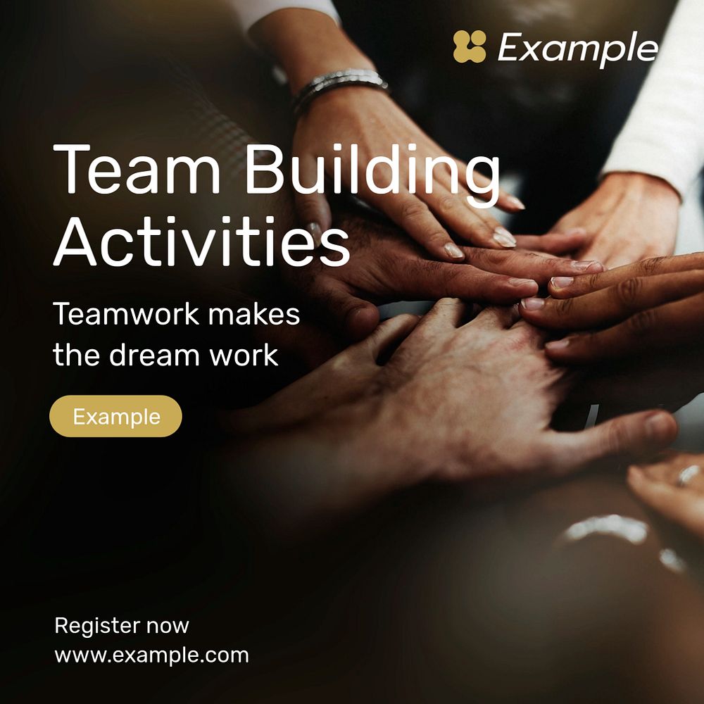 Team building work Instagram post template, editable text