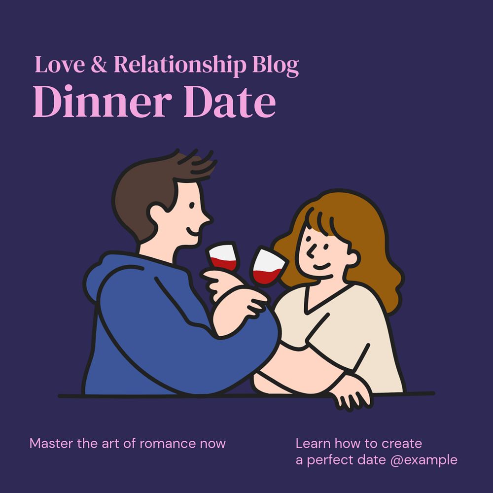 Dinner date Instagram post template, editable text