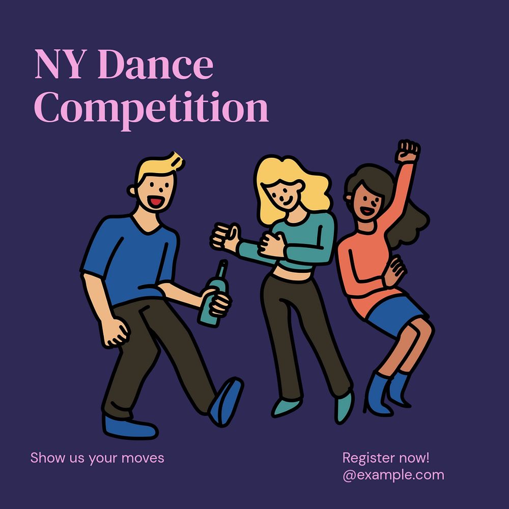 Dance competition Instagram post template, editable text