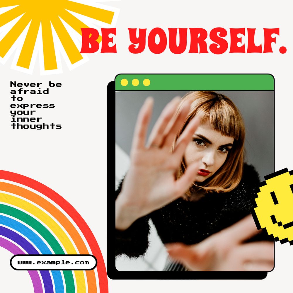 Be yourself Instagram post template, editable text