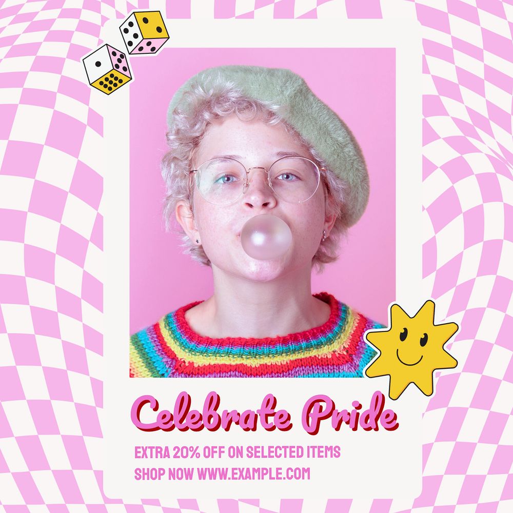 Celebrate pride Instagram post template, editable text