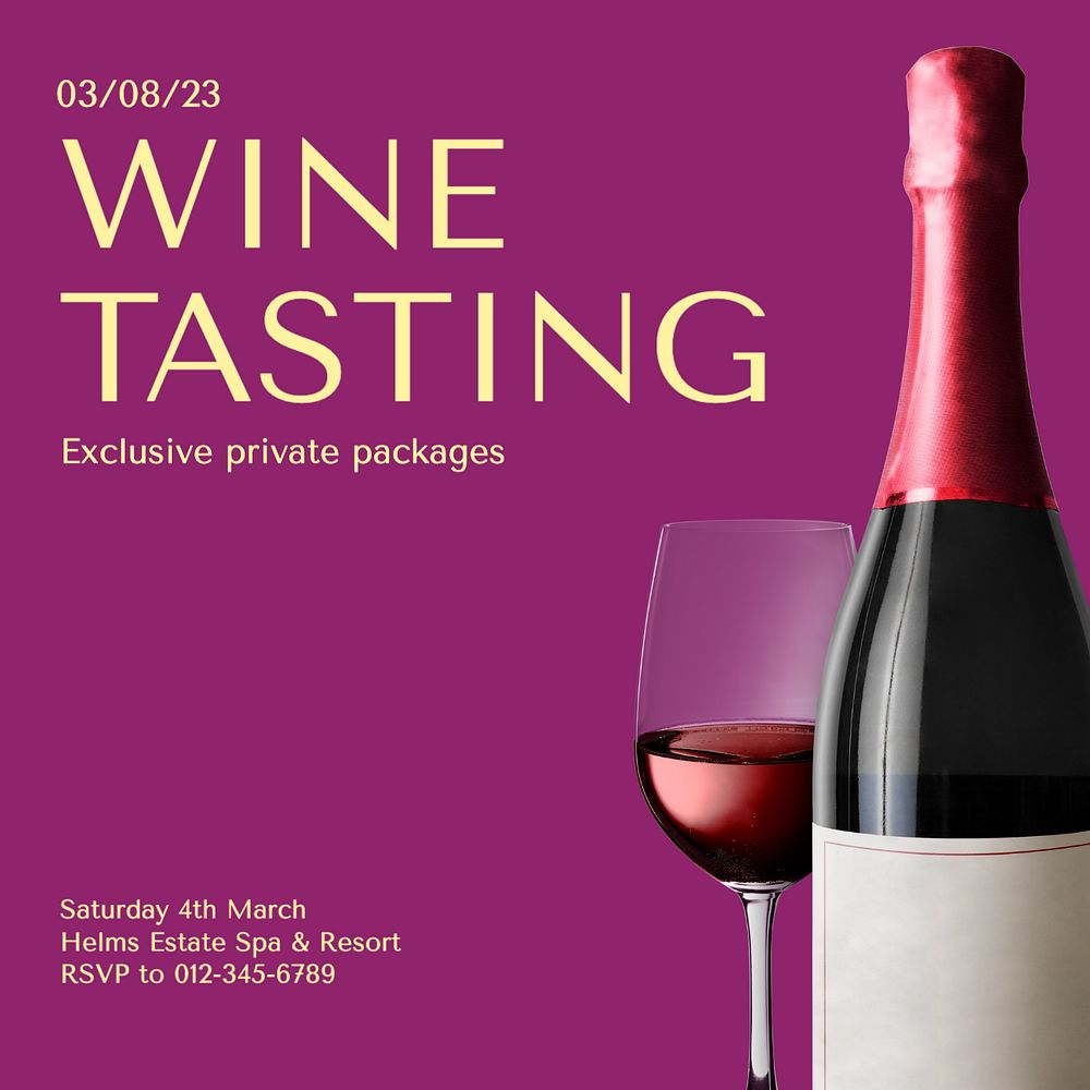 Wine tasting Instagram post template, editable text