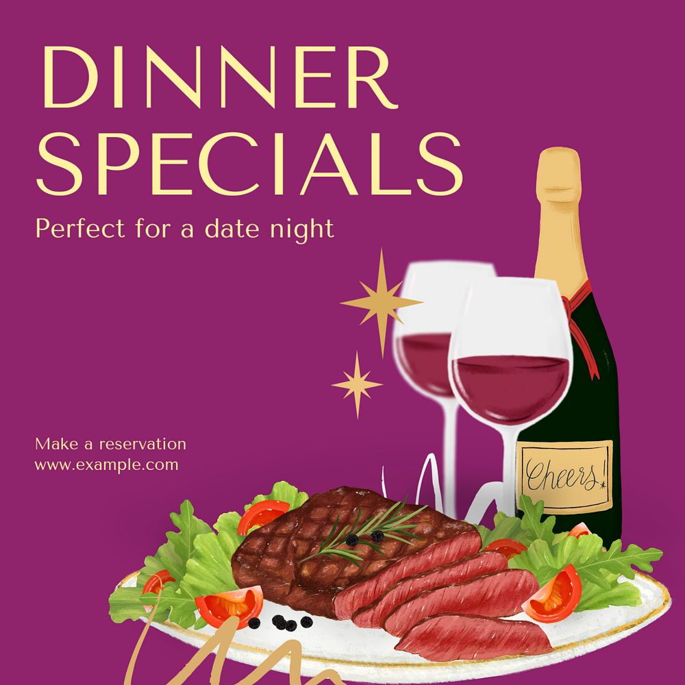 Dinner specials Instagram post template, editable text