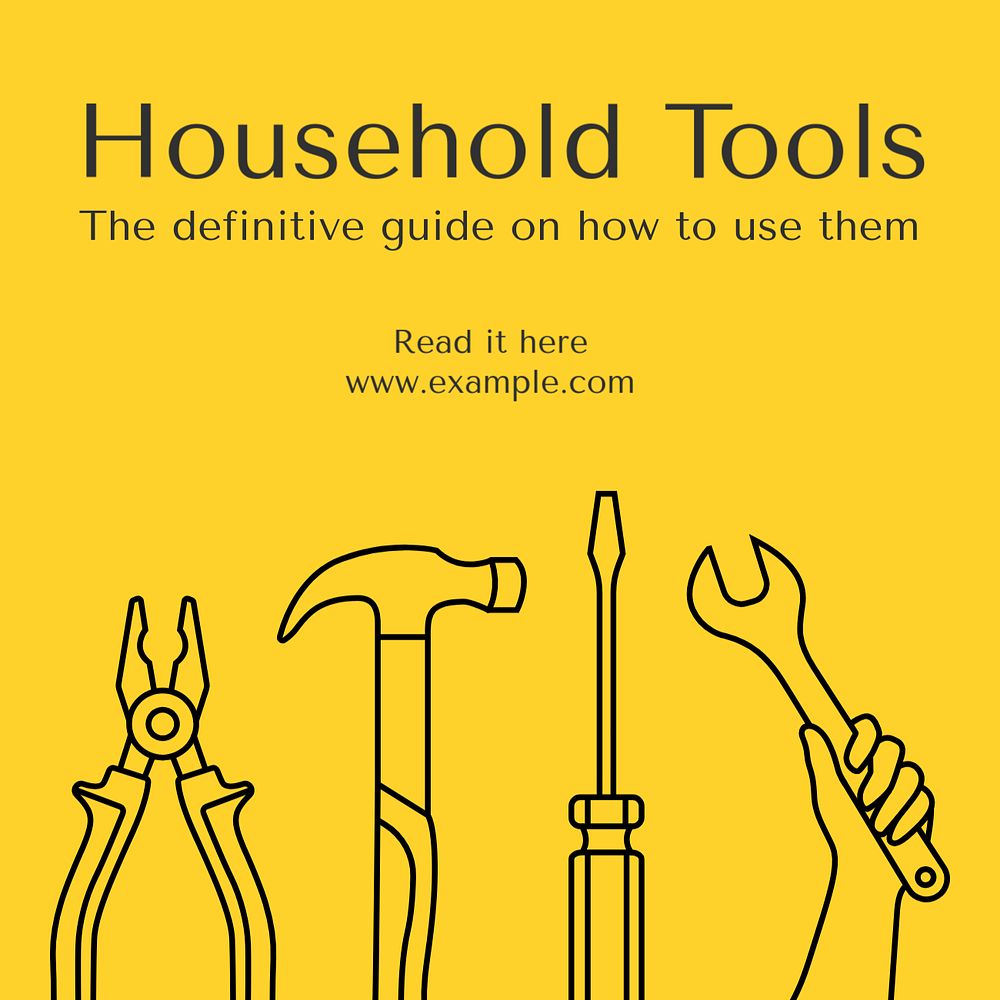 Household tools Instagram post template, editable text