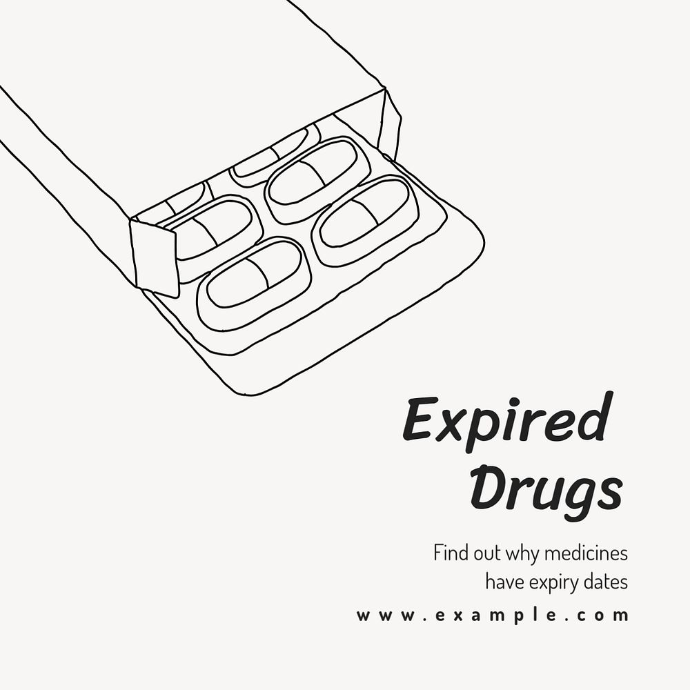 Drug expiry Instagram post template, editable text