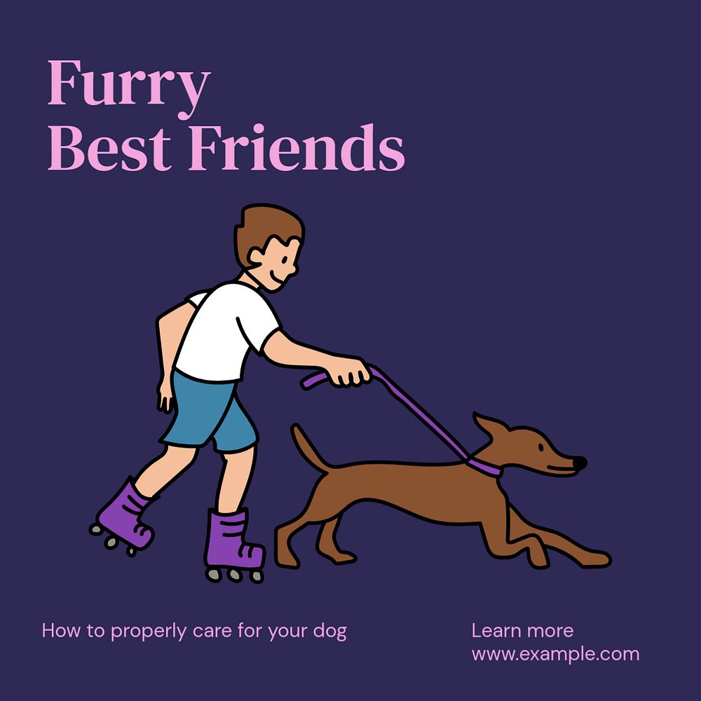 Furry best friends Instagram post template, editable text