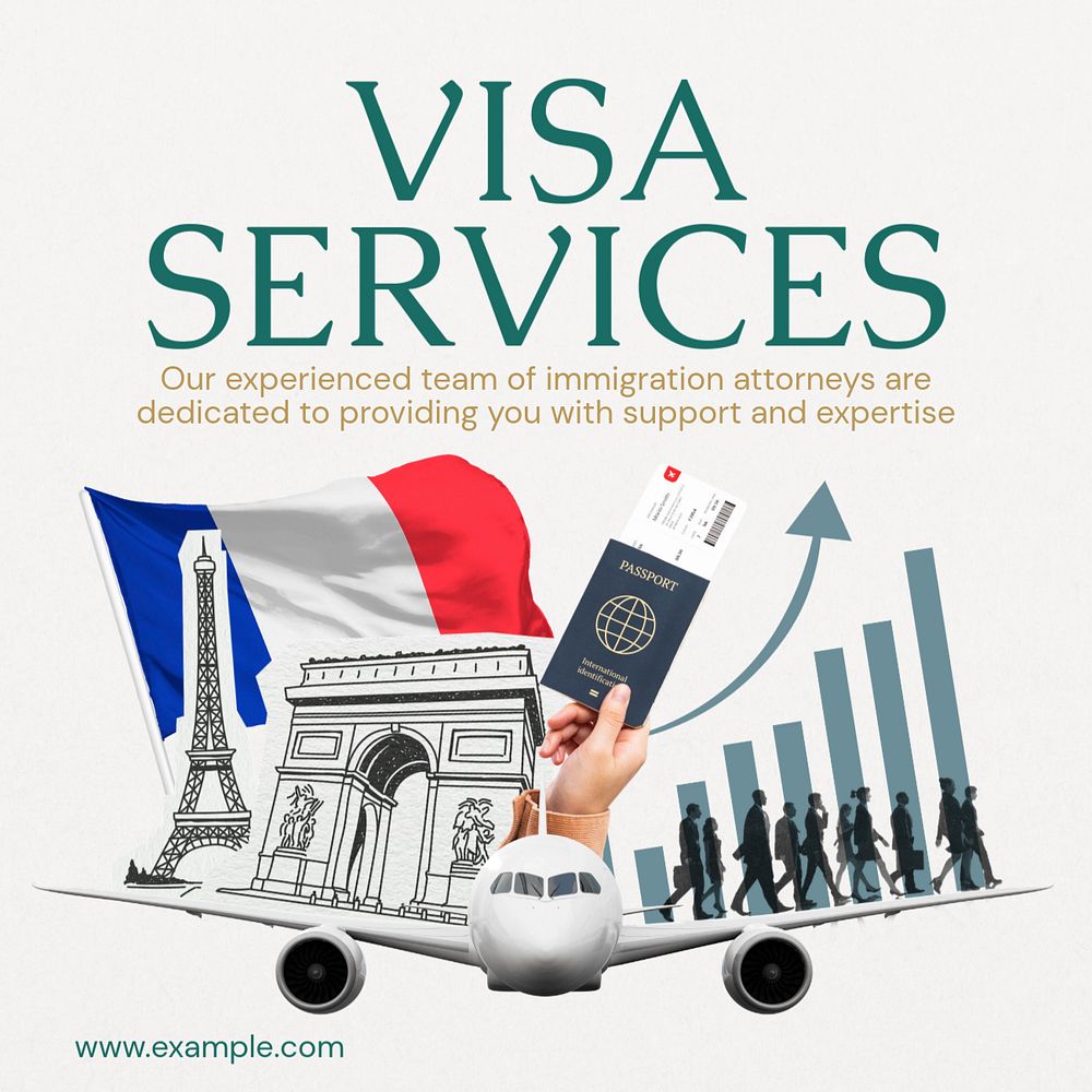 Visa services Instagram post template, editable text