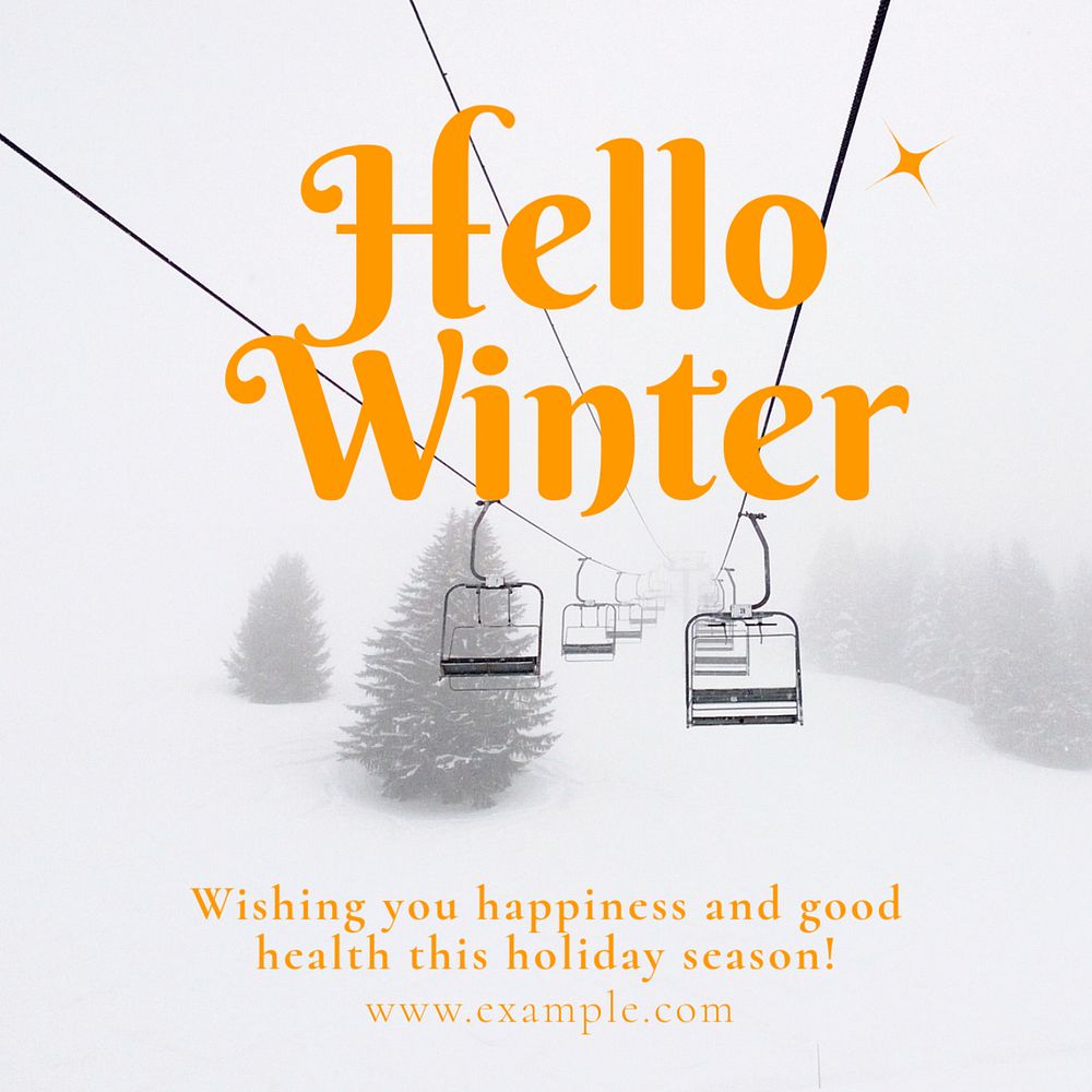 Hello winter wish Instagram post template, editable text