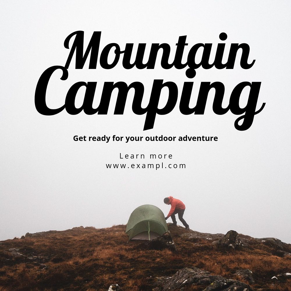 Mountain camping Instagram post template, editable text