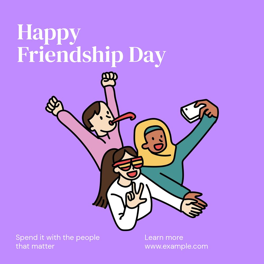 Happy friendship day Instagram post template, editable text