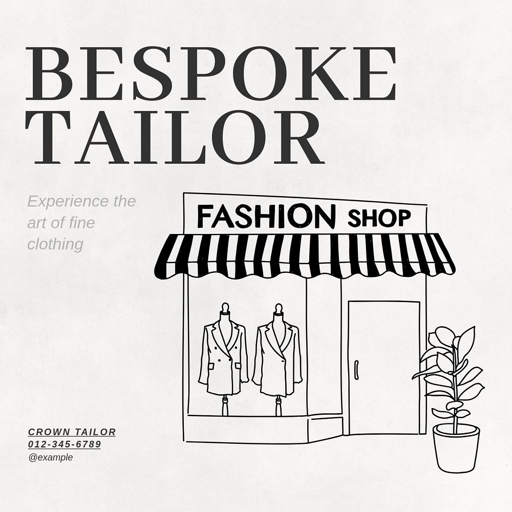 Bespoke tailor & clothing Instagram post template, editable text