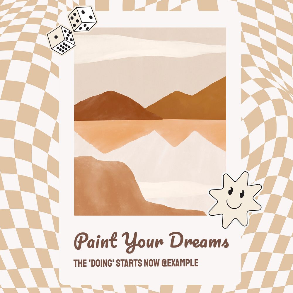 Paint your dreams Instagram post template, editable text