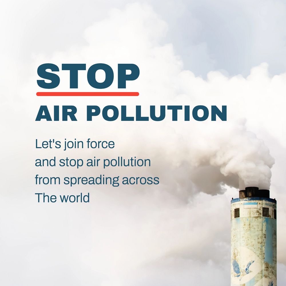 Stop air pollution Instagram post template, editable text