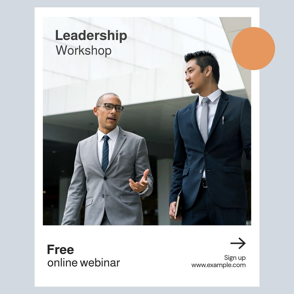 Leadership workshop Instagram post template, editable text