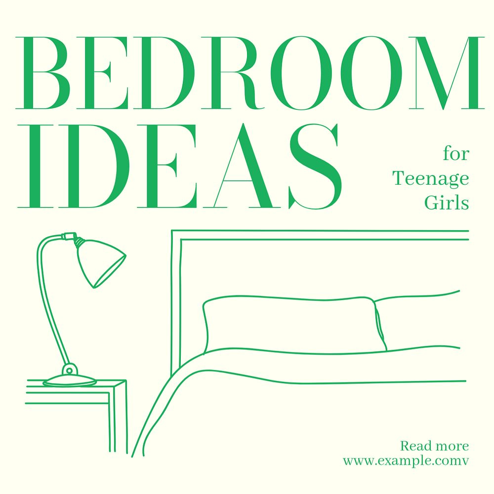 Bedroom ideas Instagram post template, editable text