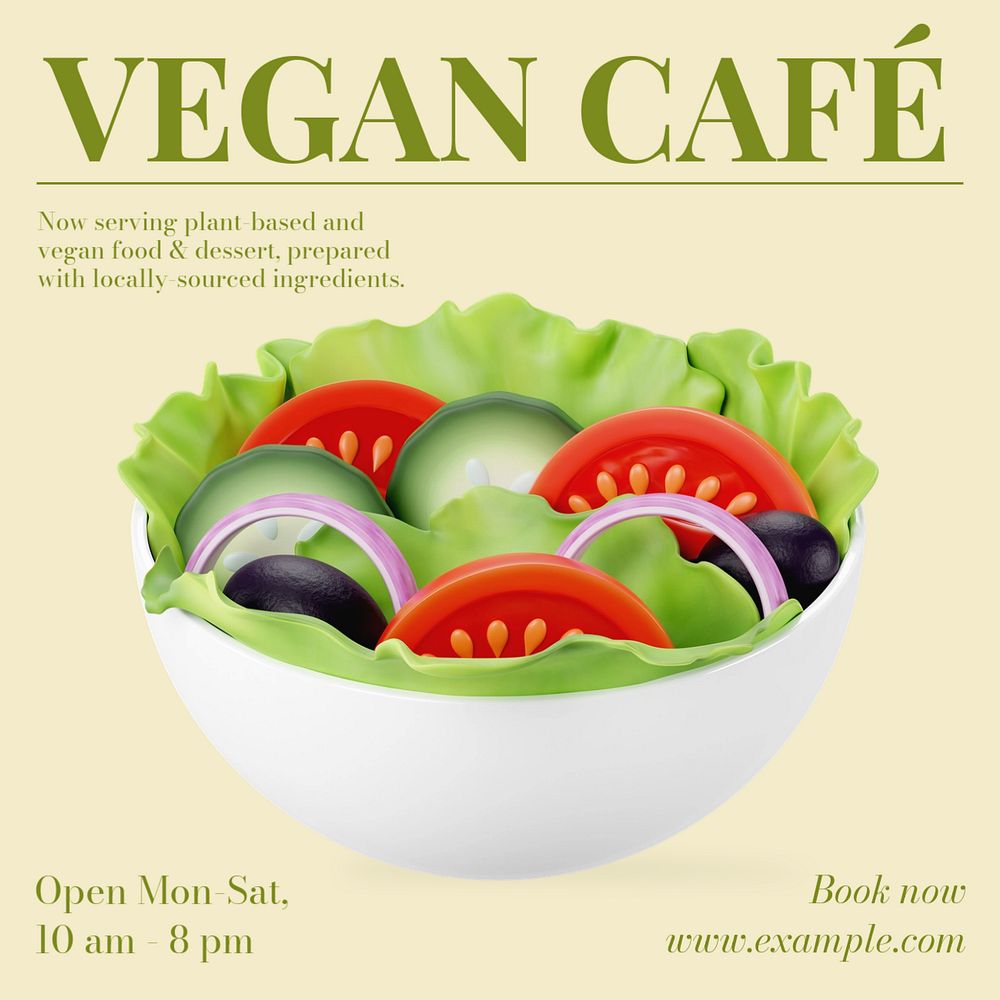 Vegan restaurant Instagram post template, editable text