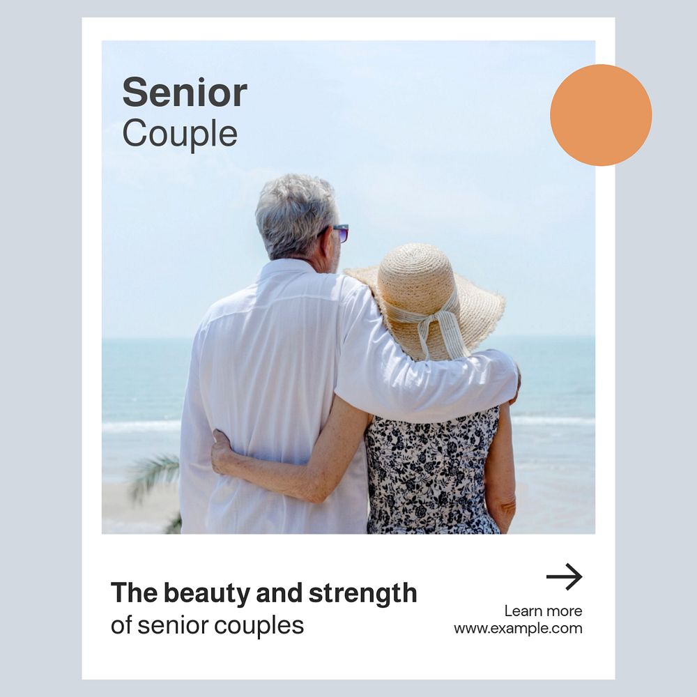 Senior couple Instagram post template, editable text