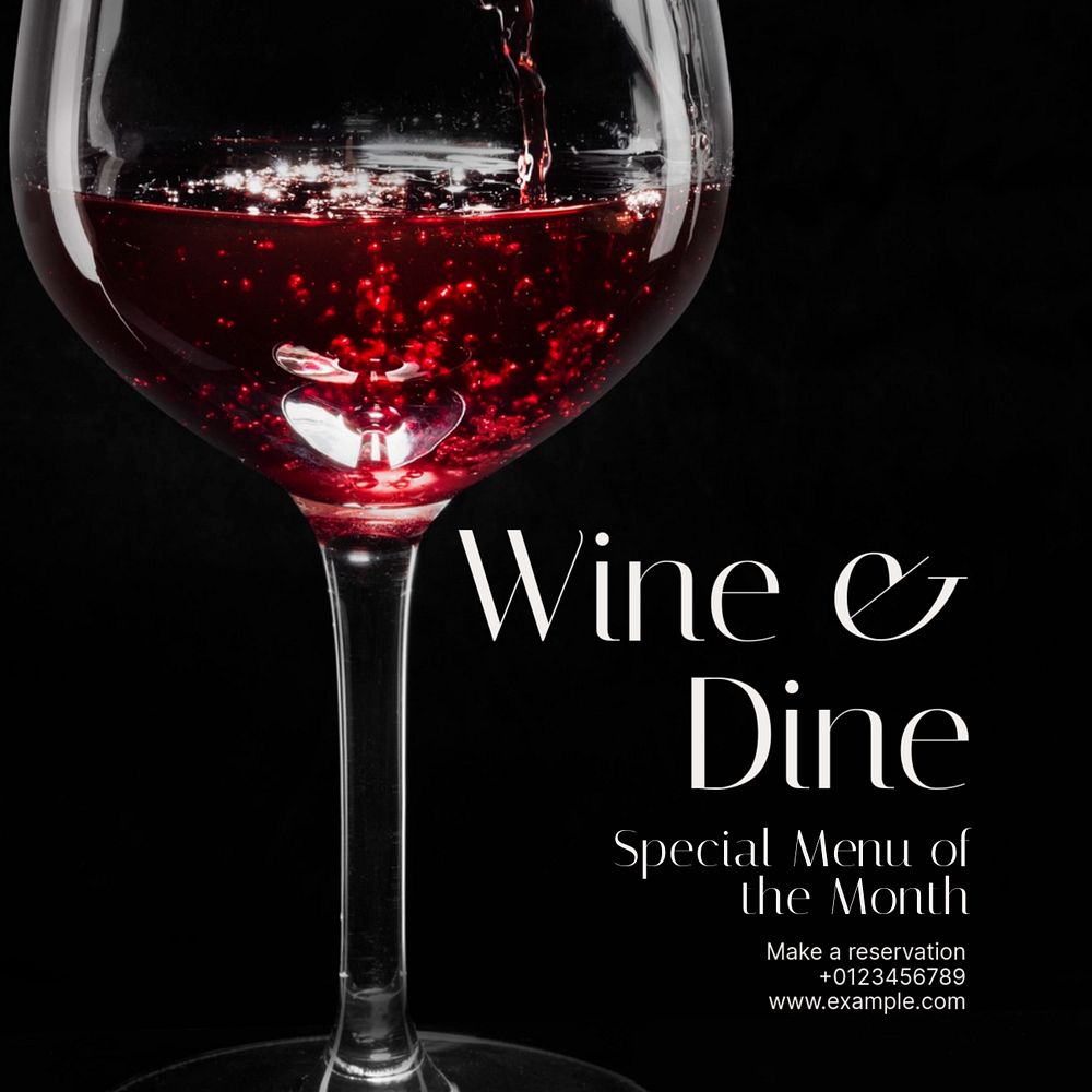 Wine & dine Instagram post template, editable text