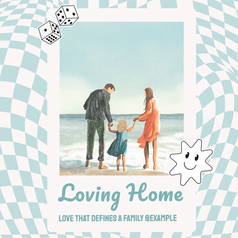 Loving home Instagram post template, editable text