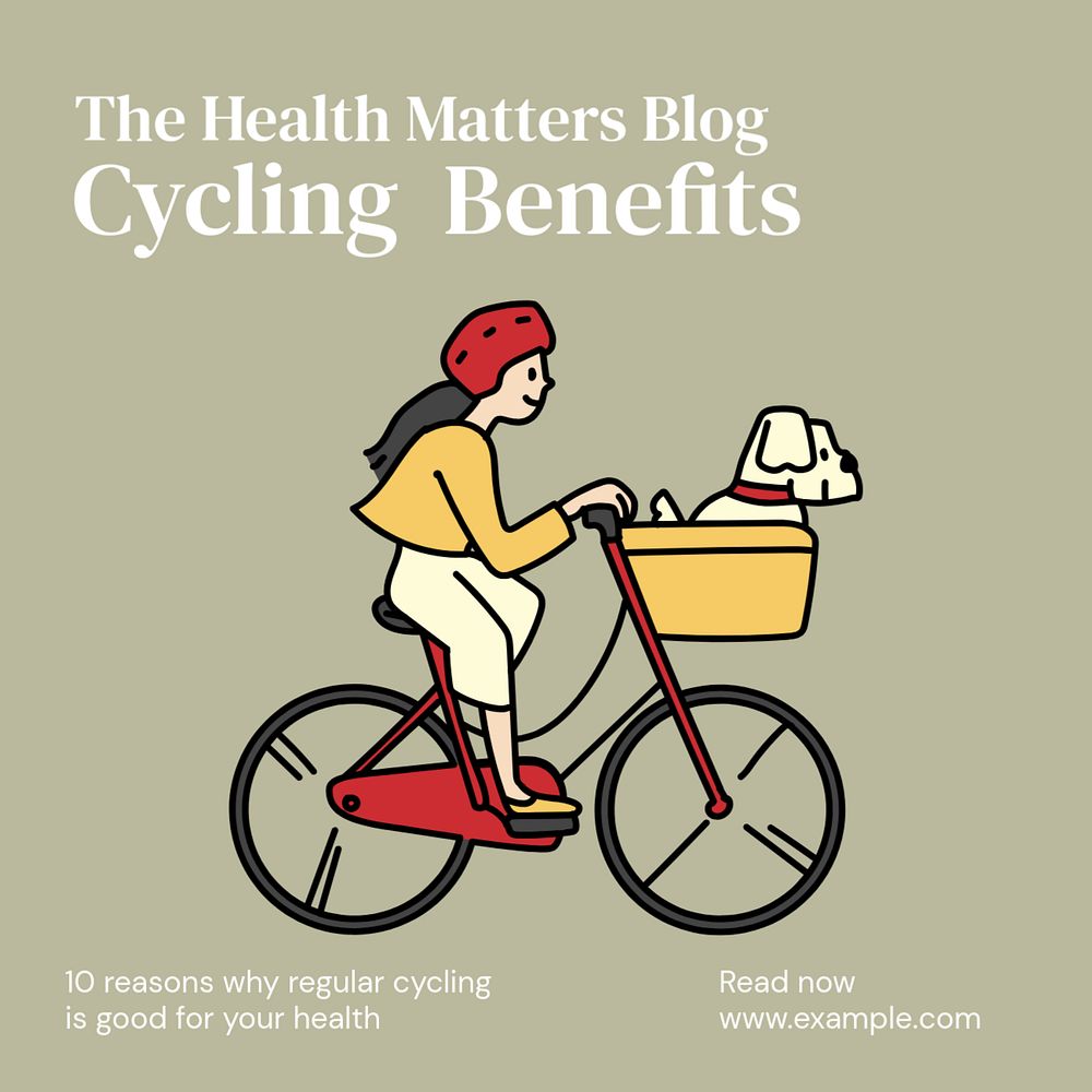 Cycling benefits Instagram post template, editable text