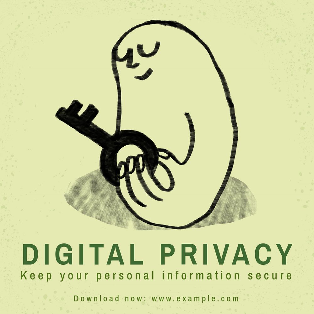 Digital privacy Instagram post template, editable text