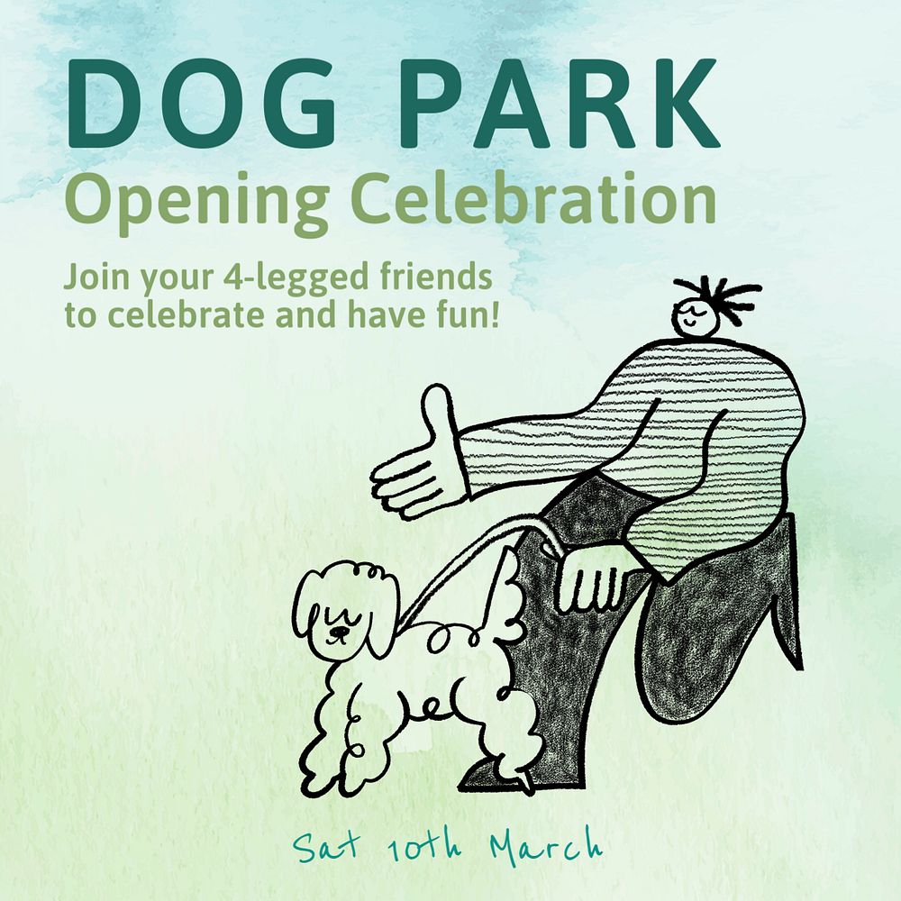 Dog park Instagram post template, editable text