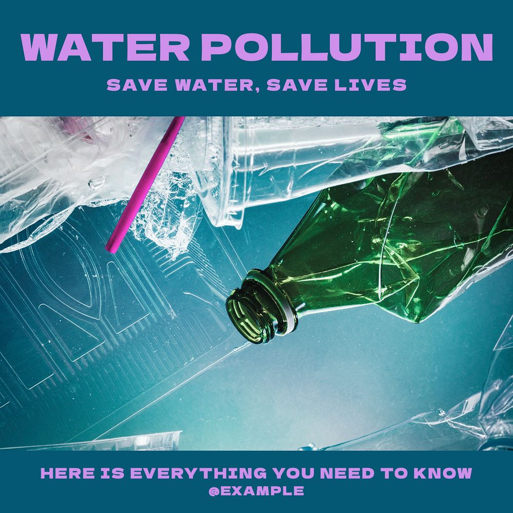 Water pollution Instagram post template, editable text