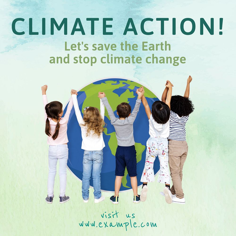 Climate action Instagram post template, editable text