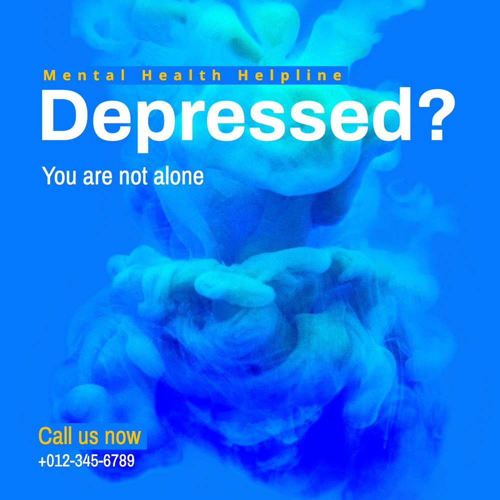 Depression support Instagram post template, editable text