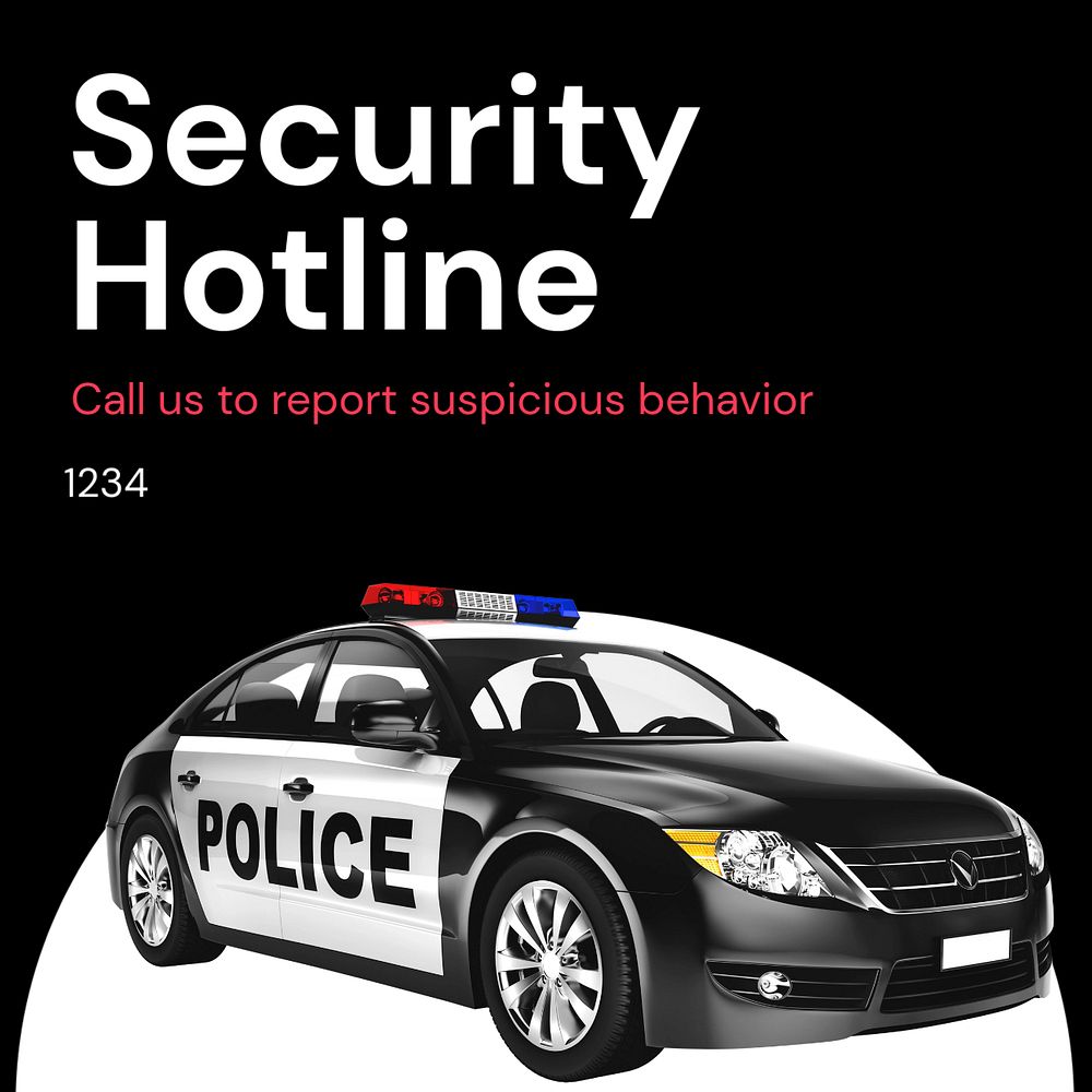 Security hotline Instagram post template, editable text