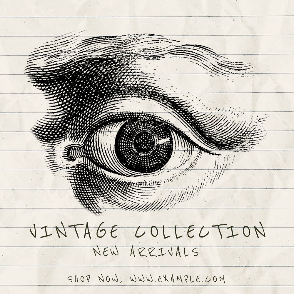 Vintage collection Instagram post template, editable text