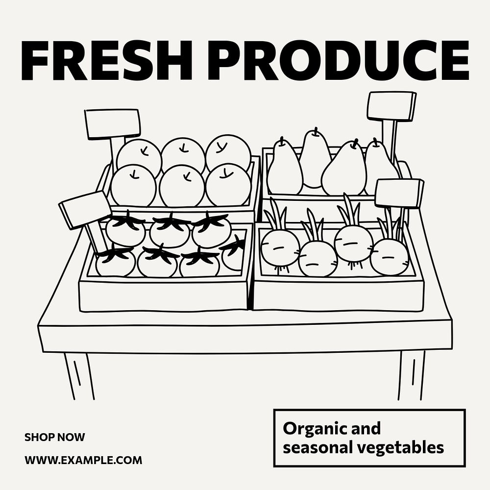 Fresh produce Instagram post template, editable design