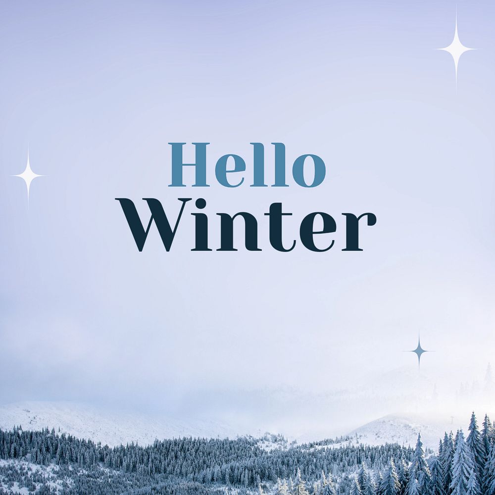 Hello winter Instagram post template, editable text