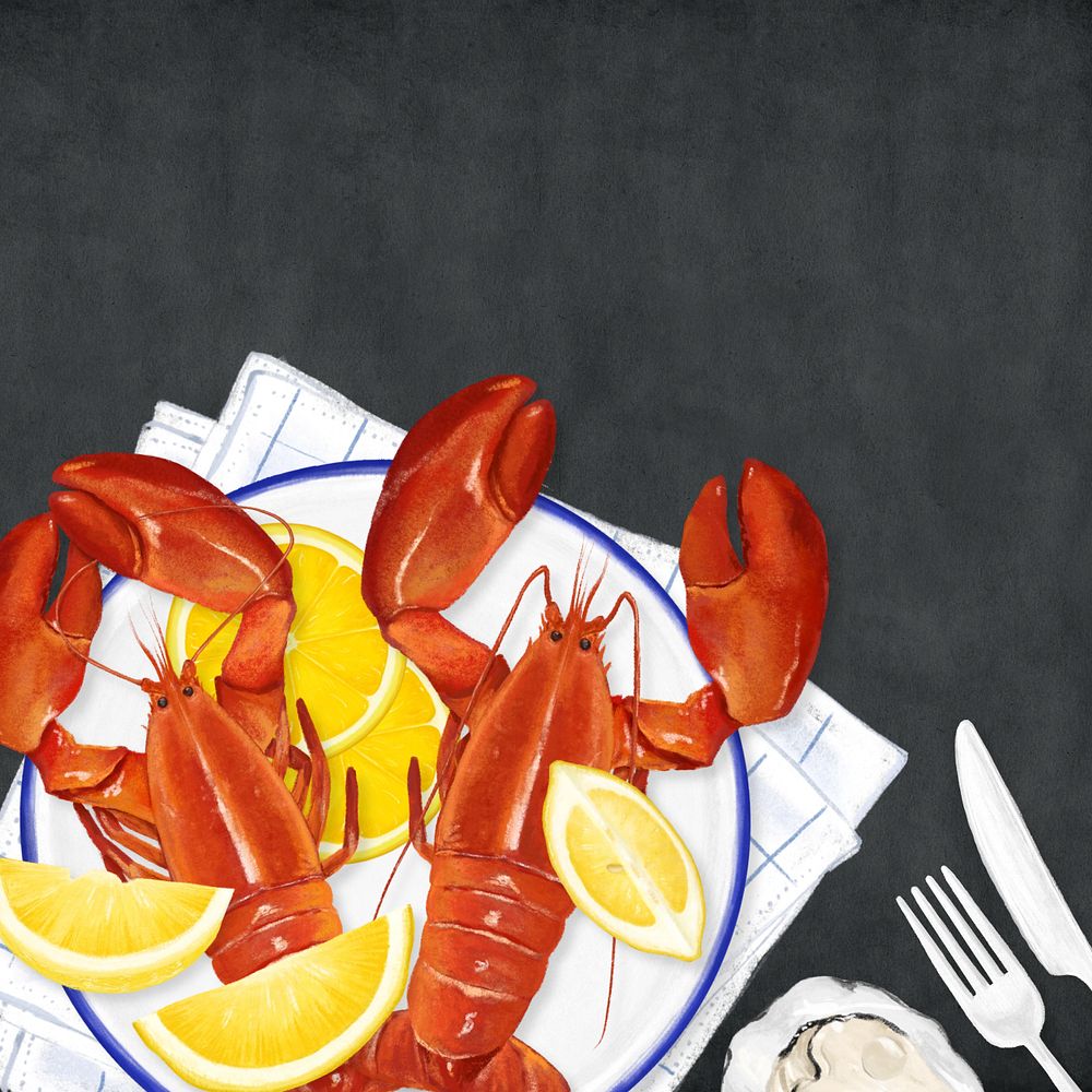 Lobster boil background, seafood digital painting, editable design