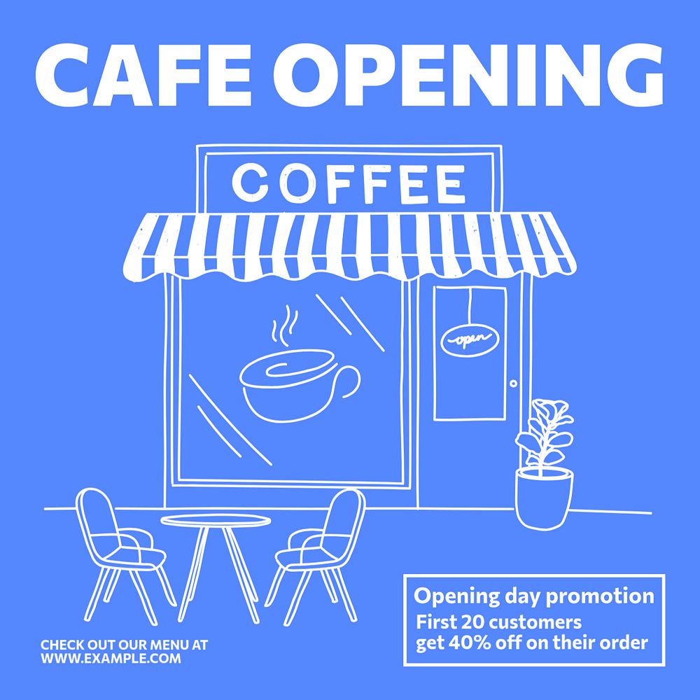 Cafe opening Instagram post template, editable design