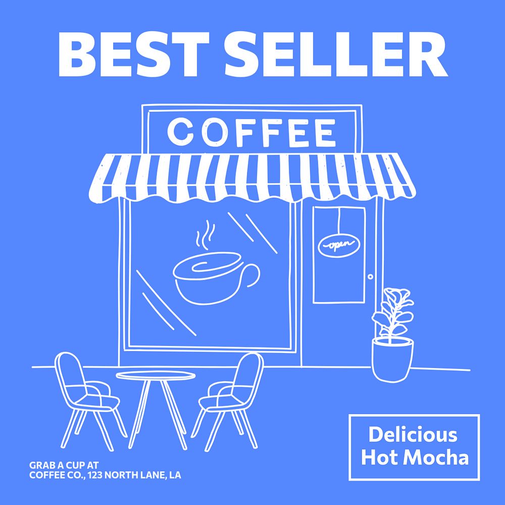 Cafe best seller Instagram post template, editable design