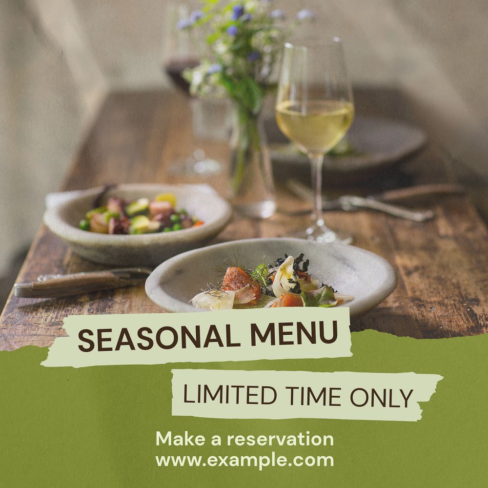 Seasonal menu Instagram post template, editable text