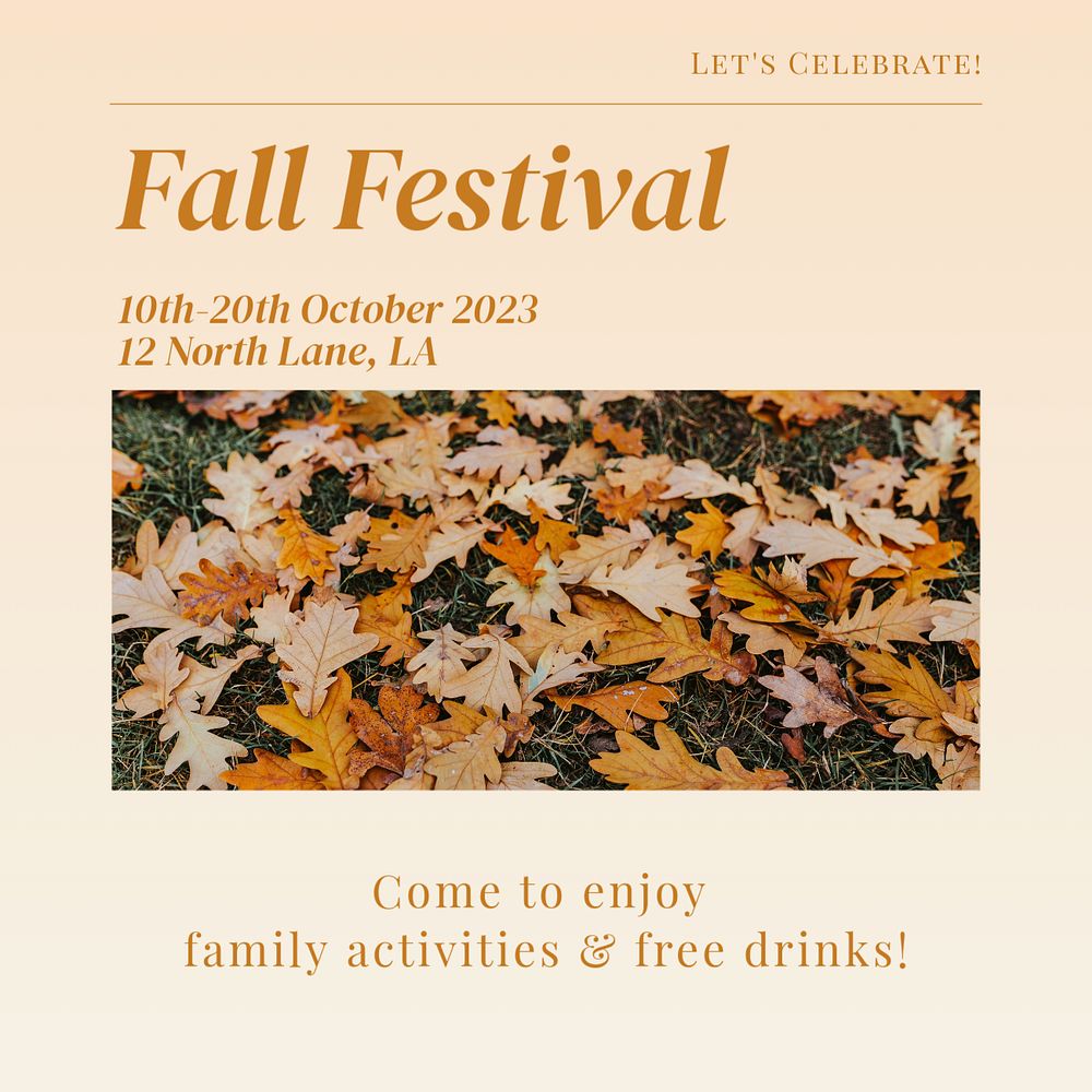 Fall festival Instagram post template, editable text