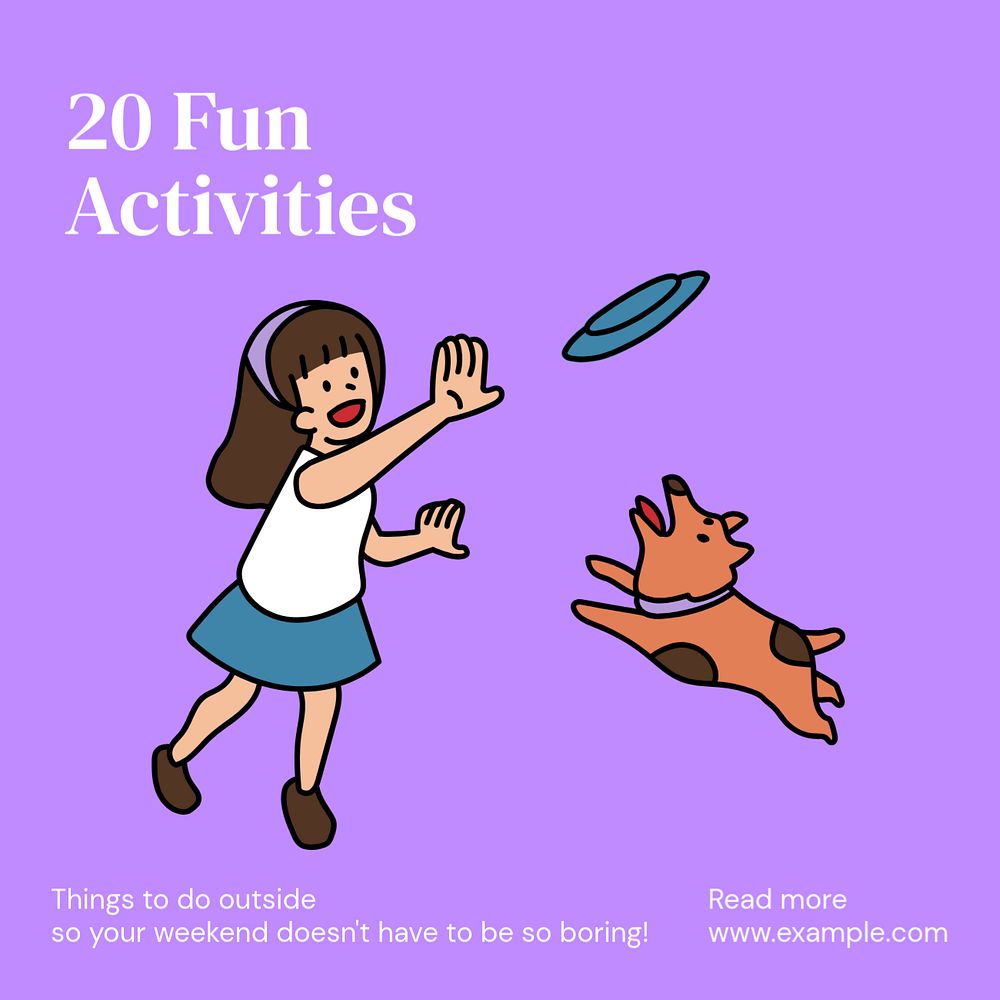 Weekend activities Instagram post template, editable text