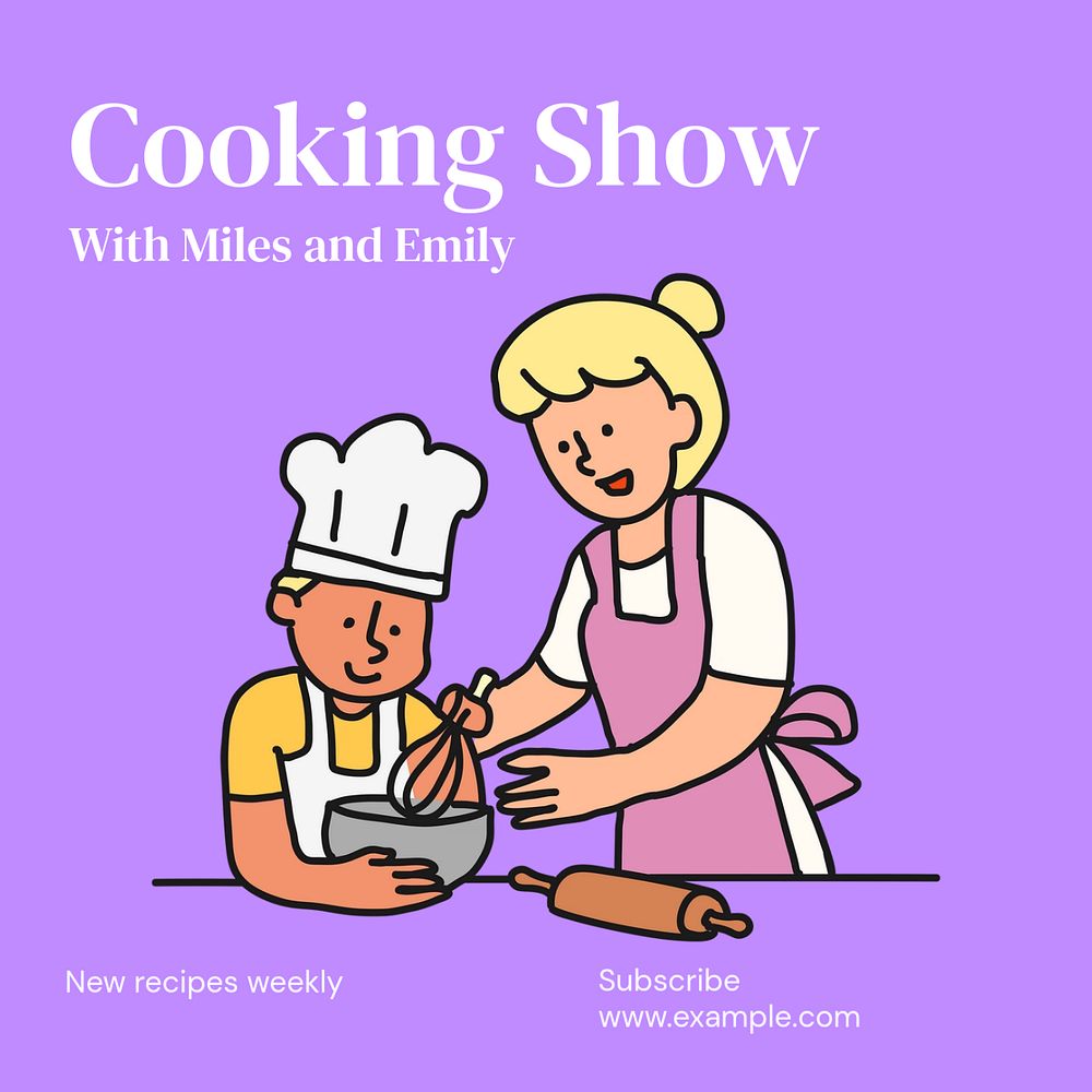 Cooking show Instagram post template, editable text