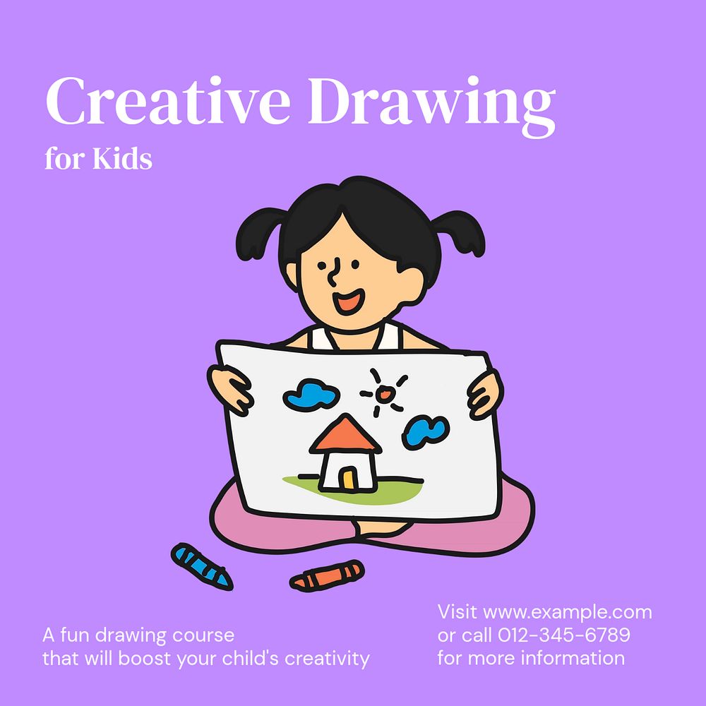 Creative drawing Instagram post template, editable text