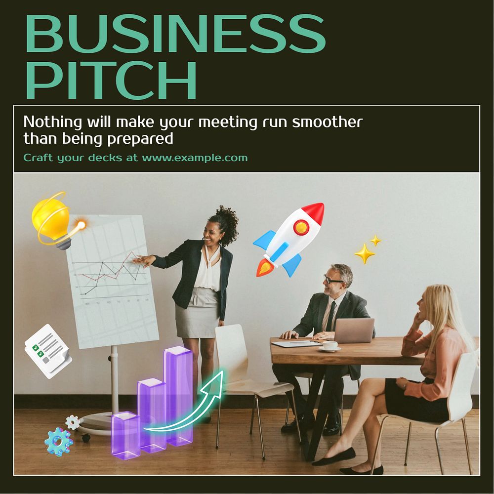 Business pitch Instagram post template, editable text