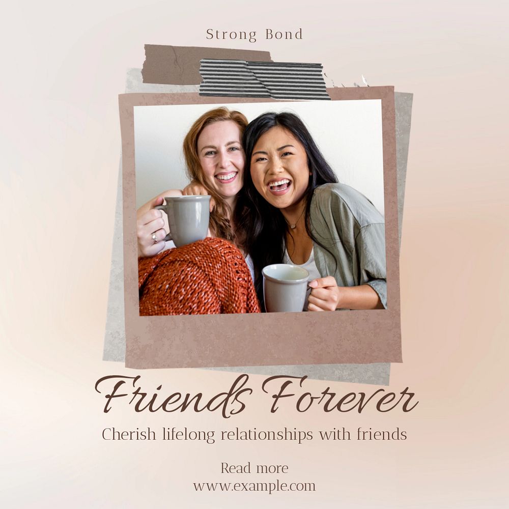 Friends forever Instagram post template, editable text