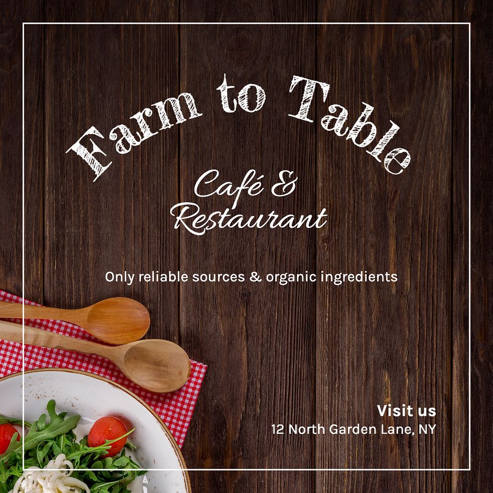 Organic food restaurant Instagram post template, editable text