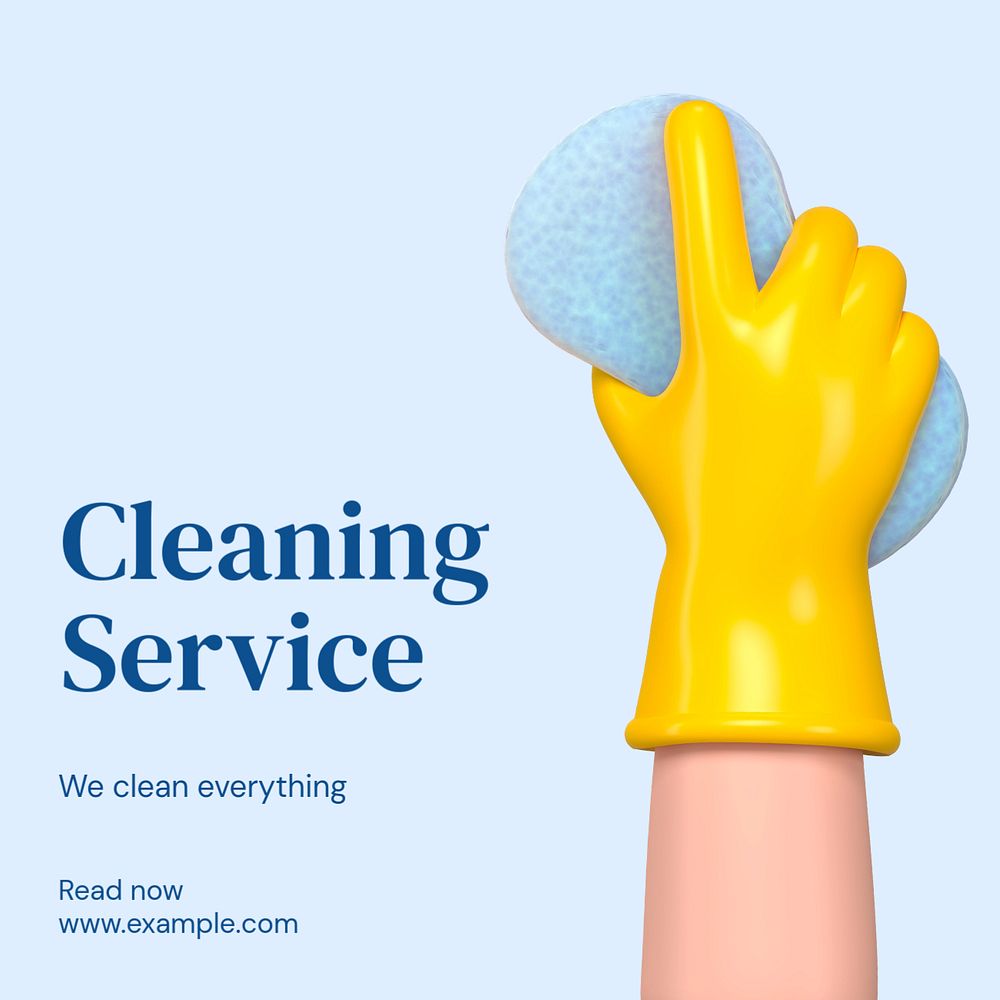 Cleaning service Instagram post template, editable text