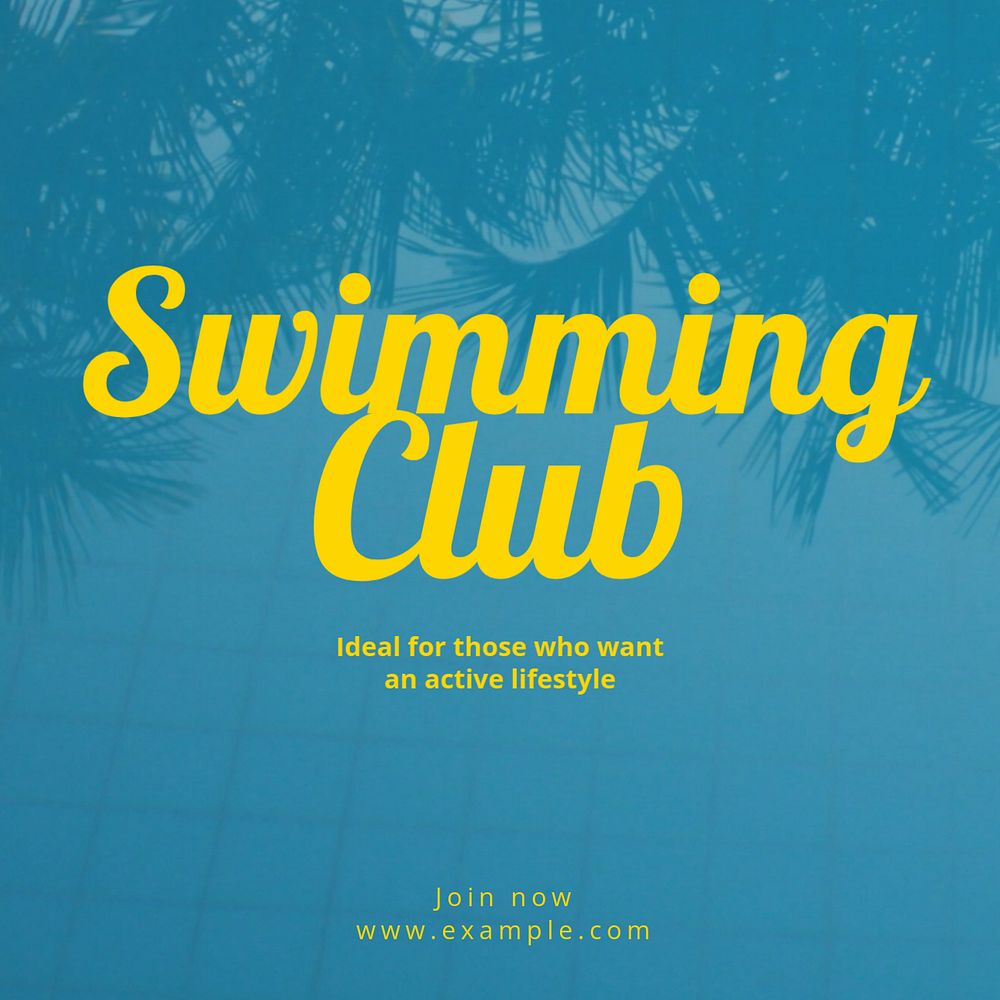 Swimming club Instagram post template, editable text